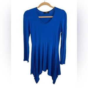 Made By Johnny Women's Blue Long Sleeve Tunic Top